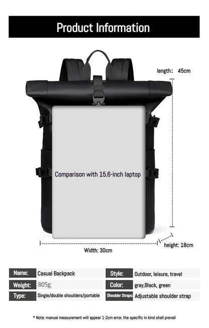 New Shoulder Bag Men's Senior Sense of Business Computer Outdoor Leisure Rolled Edge Travel Backpack Fashion Commuting
