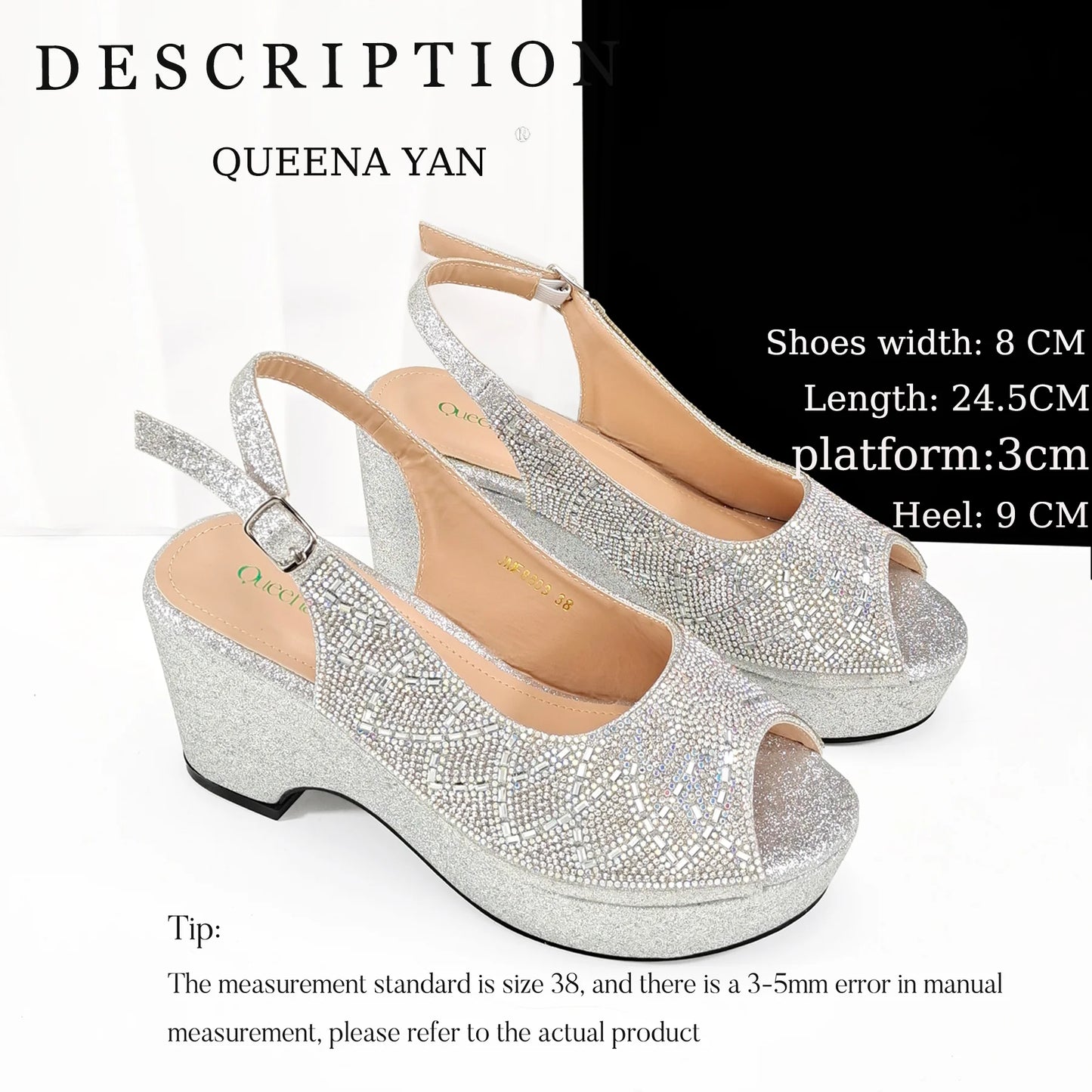 Sky Blue Elegant Nigerian Rhinestone Wedding Shoe and Bag Set Italian Inspired High Heels and Matching Handbag