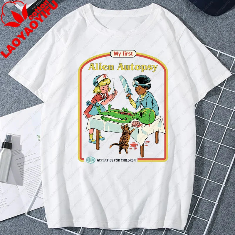 Let's Sacrifice Toby Horror Satanist Graphic Tops Unique Creative Cartoon Streetwear Unisex Scary Short-sleev Tee Ropa Hombre