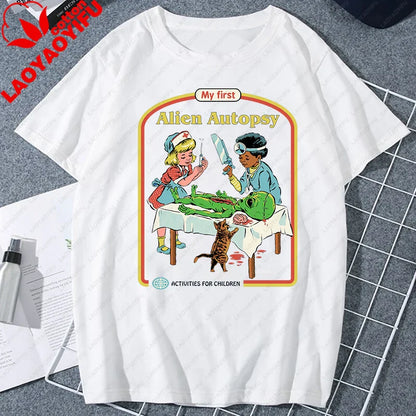 Let's Sacrifice Toby Horror Satanist Graphic Tops Unique Creative Cartoon Streetwear Unisex Scary Short-sleev Tee Ropa Hombre