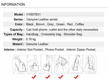 Women Genuine Leather Shoulder Bags Retro Fashion Designer Bag Large Capacity Female Versatile Tote Bag Portable Phone Bag Girl