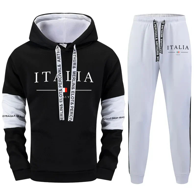 Mens Tracksuit Outdoor Quality Autumn Winter Simple Casual Sports Hooded Single Sweatshirts And Sweatpant Comfort Sports Fitness