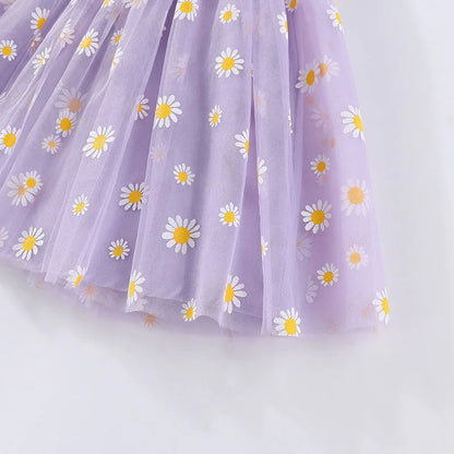Korean Style Girls' Summer Dress 0-4Y Cute Baby Children's Little Daisy Suspender Mesh Dress Kid's Clothing
