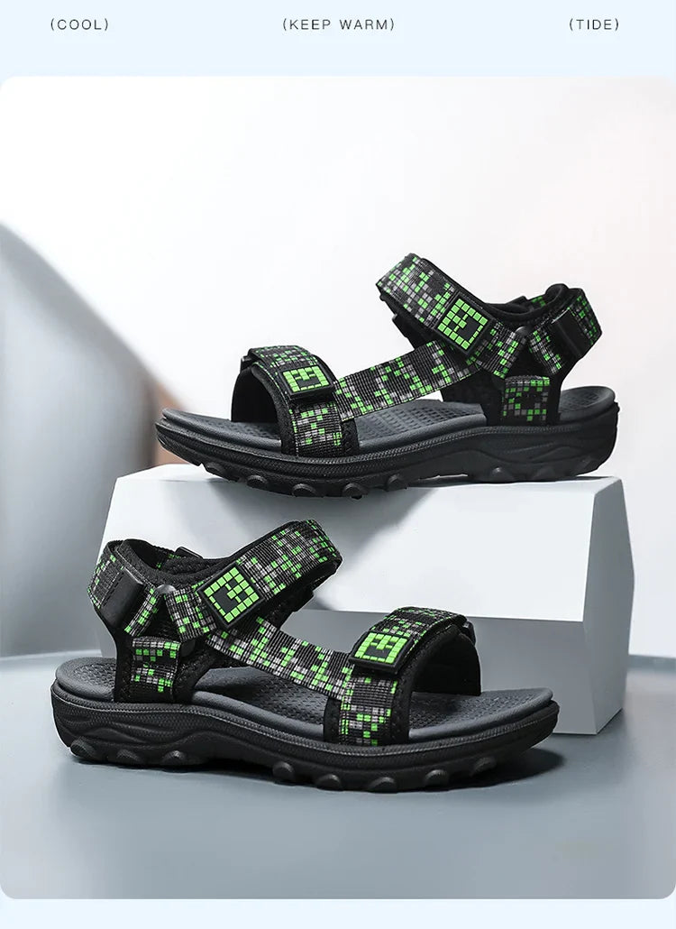 Children Casual Flat Sandals Boys Summer Beach Shoes Breathable Open Toe Non-Slip Kids Walking Footwear