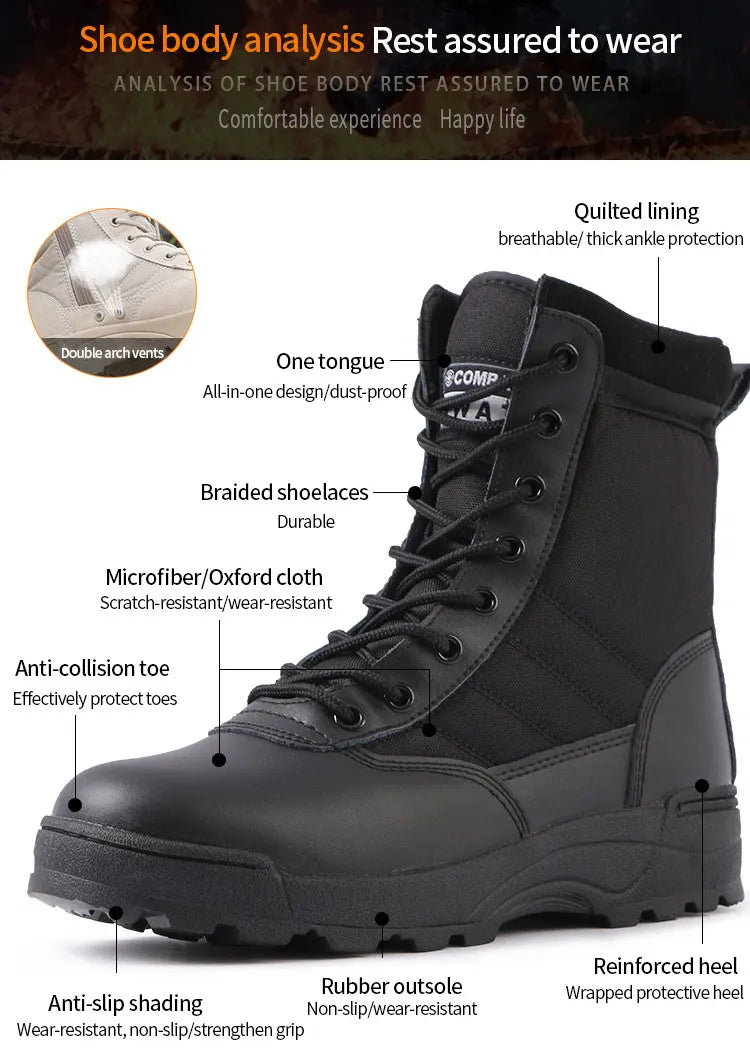 Men's Boots 2026 New Tactical Boots Special Force Desert Combat Boots Men Work Shoes Outdoor Hiking Ankle Boots
