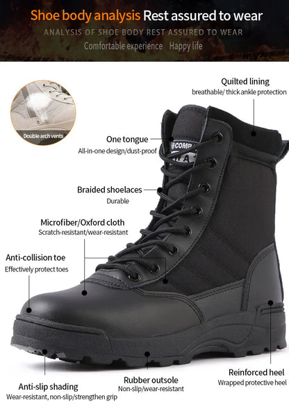 Men's Boots 2026 New Tactical Boots Special Force Desert Combat Boots Men Work Shoes Outdoor Hiking Ankle Boots