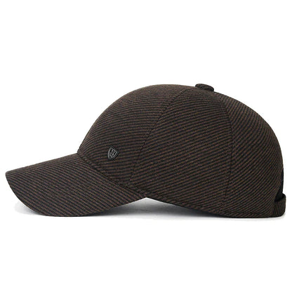Mens Winter Baseball Cap with Ear Flaps, Baseball Winter Hats with Ear Flaps for Men Outdoor Walk Running  Adjustable Size