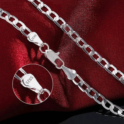Men's 925 Sterling Silver Necklace 2/4/6/8/10/12MM 40-75cm Chain Lobster Clasp Man Boy Women Engagement Jewelry