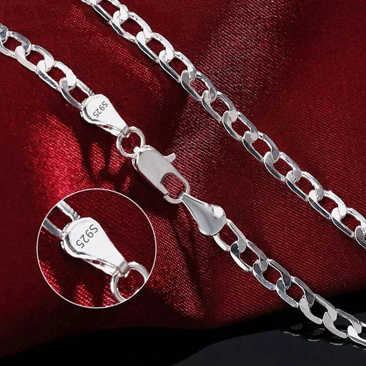 Men's 925 Sterling Silver Necklace 2/4/6/8/10/12MM 40-75cm Chain Lobster Clasp Man Boy Women Engagement Jewelry