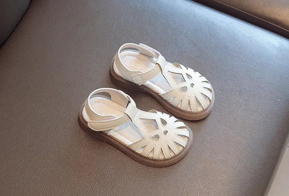 Children's Soft-soled Shoes Summer T-Strap Closed Toe Little Girls Princess Fashion Anti-Slip Korean Style Boys Beach Sandals