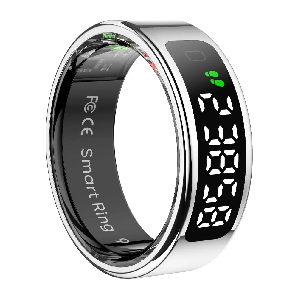 Smart Ring with Display Screen and Touch, Wireless Charging, Health Manager