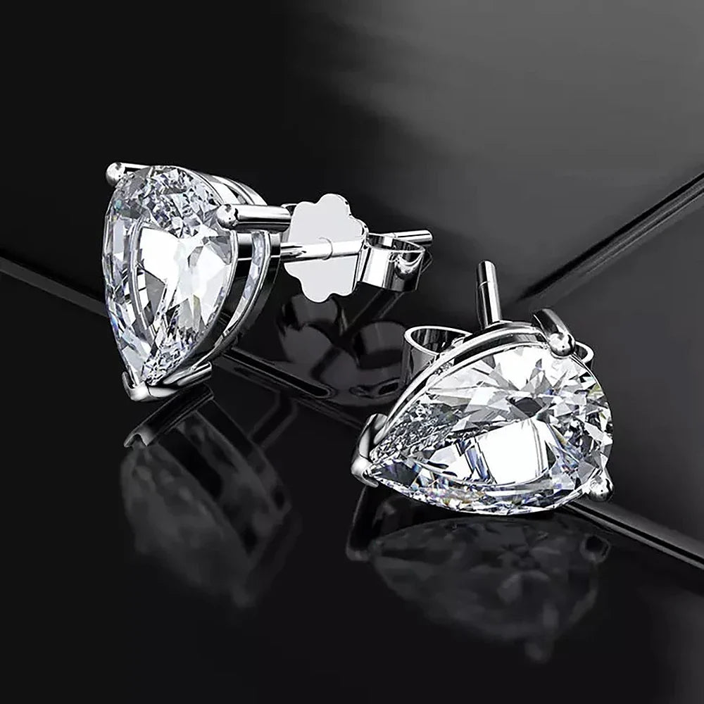 4Carat Pear Cut Real Moissanite Diamond Earrings with Certificats 925 Sterling Silver Waterdrop Shape Stud Earring for Women Men