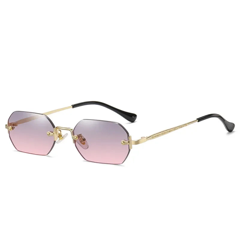 Rimless Rectangle Sunglasses – UV400 Gold Frame | Men & Women