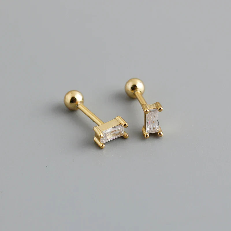 925 Sterling Silver Fashion Korean Petal Screw Bead Stud Earrings for Women Charm Ear Bone Piercing Jewelry Accessories