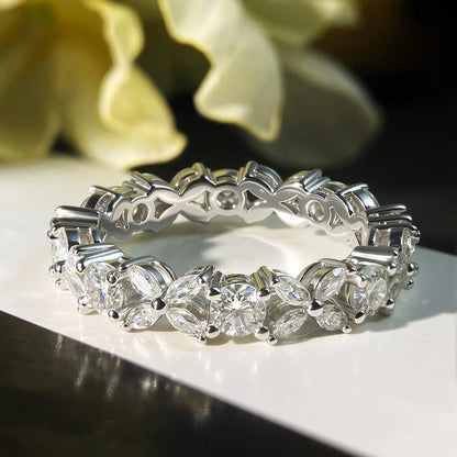 Moissanite Eternity Band Rings for Women Jewelry GRA Certified D Color VVS1 Lab Grow Diamond s925 Sterling Silver Ring