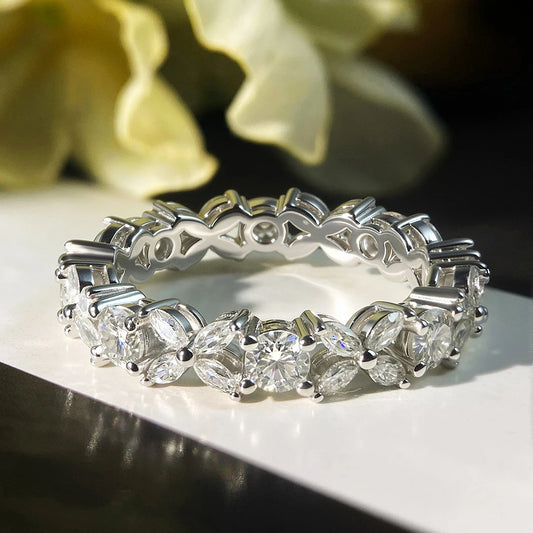 Moissanite Eternity Band Rings for Women Jewelry GRA Certified D Color VVS1 Lab Grow Diamond s925 Sterling Silver Ring