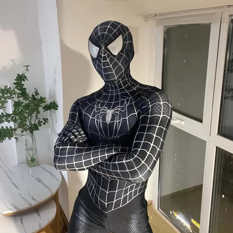 Black Spider Man Toby Costume Slim Fit Jumpsuit Cosplay Superhero Expedition Costume Superhero Zhentai Halloween Party Gifts
