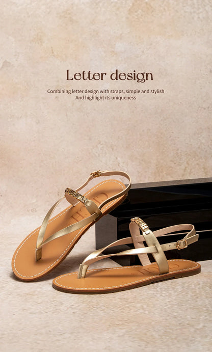 Women's Sandals New Simple Flat Bottom Non slip Thin Strip Shoes Beach Women's Shoes