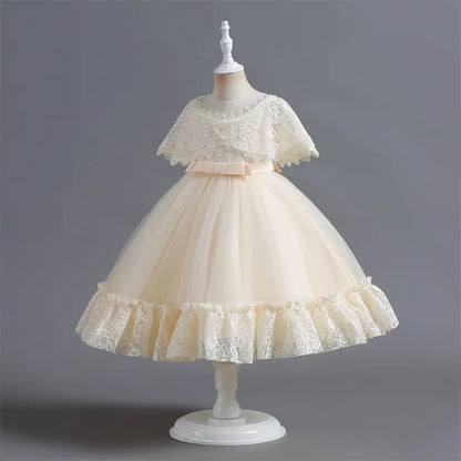 Vestido de Festa Infantil Rosa, Modelo Princesa com Saia Rodada em Tule, para Meninas de 3 a 12 Anos – Ideal para Aniversário, Natal e Cerimônias.