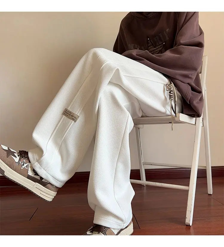 High-street cool pineapple plaid straight-leg wide-leg pants for men, casual outdoor party loose floor-length pants