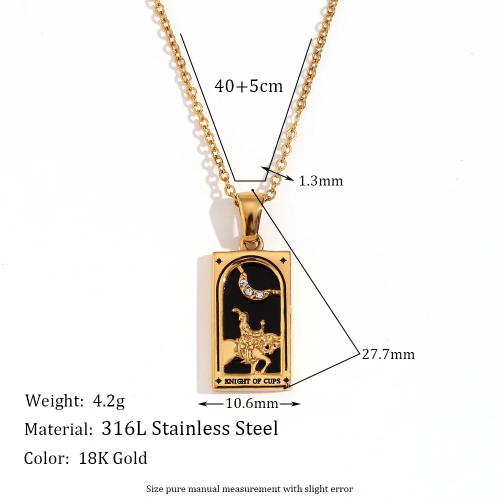 Original New Tarot Queen Lover Magician Moon Necklace Tarnish Free Stainless Steel Jewelry 18K Gold Plated Decoration