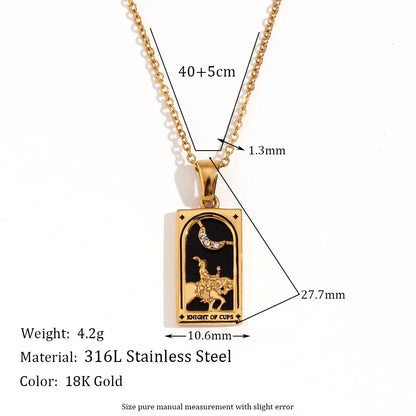 Original New Tarot Queen Lover Magician Moon Necklace Tarnish Free Stainless Steel Jewelry 18K Gold Plated Decoration