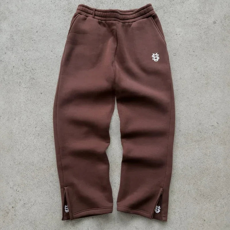 Embroidered casual zipper hoodie sweatpants two-piece set Y2K clothing men's hip-hop oversized sweatpants casual pants