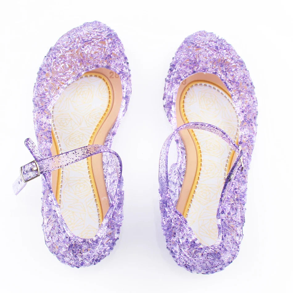 Toddler Infant Kids Baby Girls Summer Crystal Sandals Frozen Princess Jelly High-Heeled Shoes Party Dance Shoes Snow White Shoes