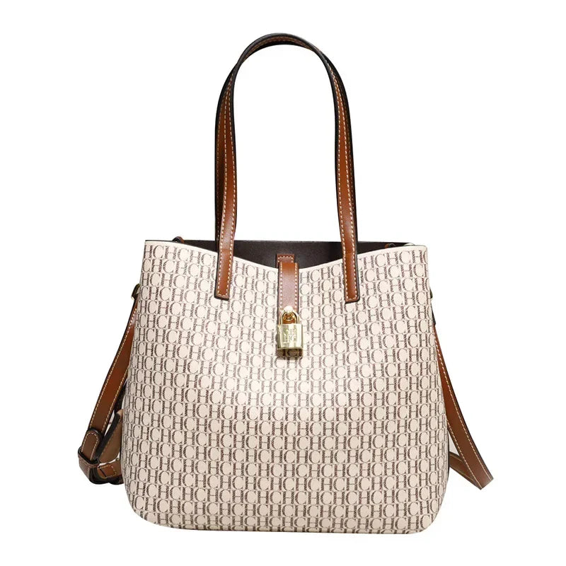 Premium Versatile Leather Crossbody Bag Ladies Large Capacity Daily Commuter Tote Bag Letter Print Design Ladies Fashion
