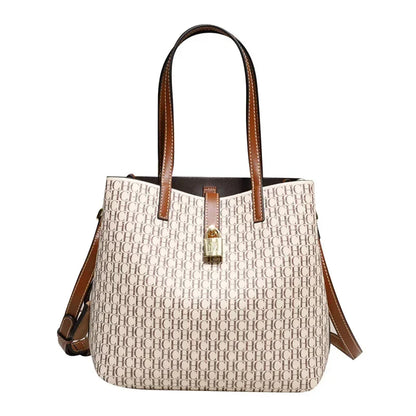 Premium Versatile Leather Crossbody Bag Ladies Large Capacity Daily Commuter Tote Bag Letter Print Design Ladies Fashion