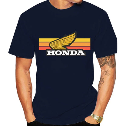 Sunset Retro Men's T-shirt Summer Short-Sleeve Women's T-shirt 2025 New Fashionable 100% Cotton Couple Motorcycle Top