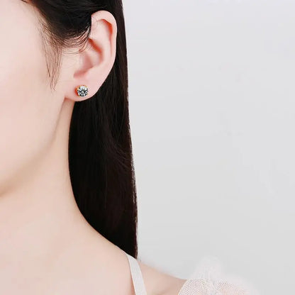 18k Gold D Color Moissanite Studs Earrings for Women Four-claw Sparkly Diamond Earring Wedding Gift S925 Sterling Silver