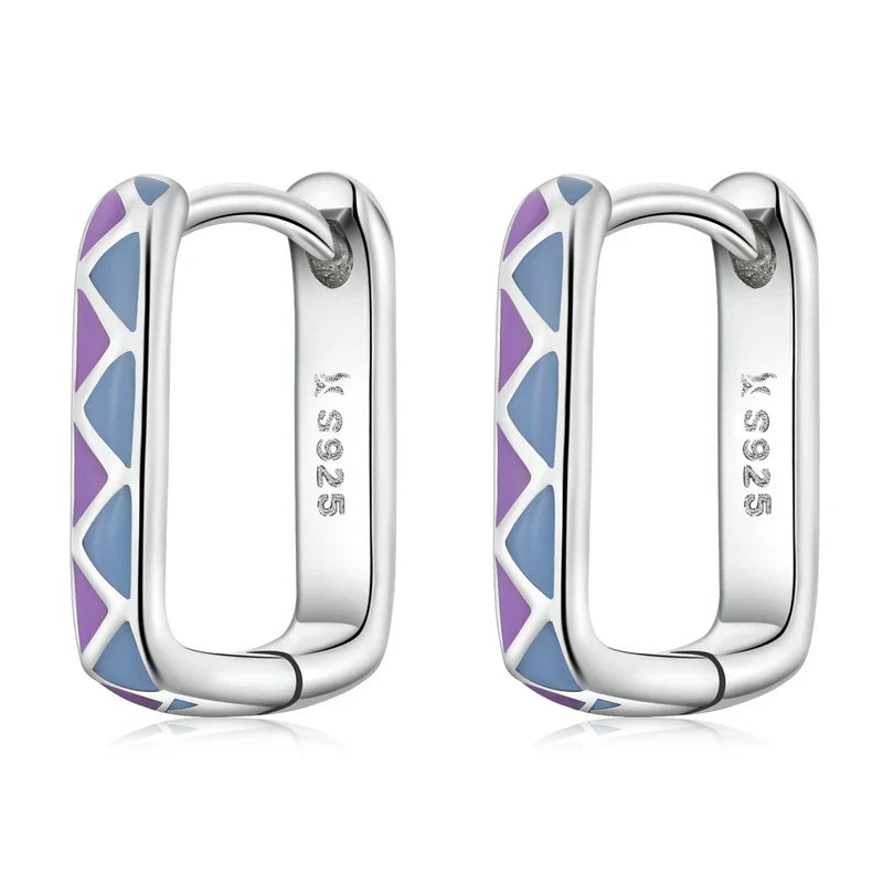 Silver Square buckle Earrings 925 Sterling Silver Classic French Earring for Women Party Wedding Fine Jewelry BSE478
