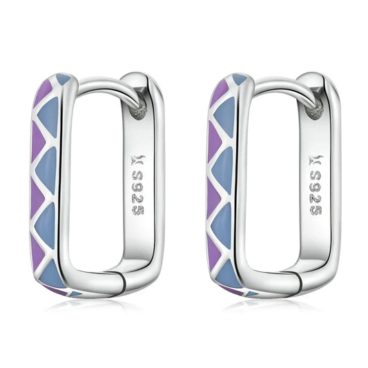 Silver Square buckle Earrings 925 Sterling Silver Classic French Earring for Women Party Wedding Fine Jewelry BSE478