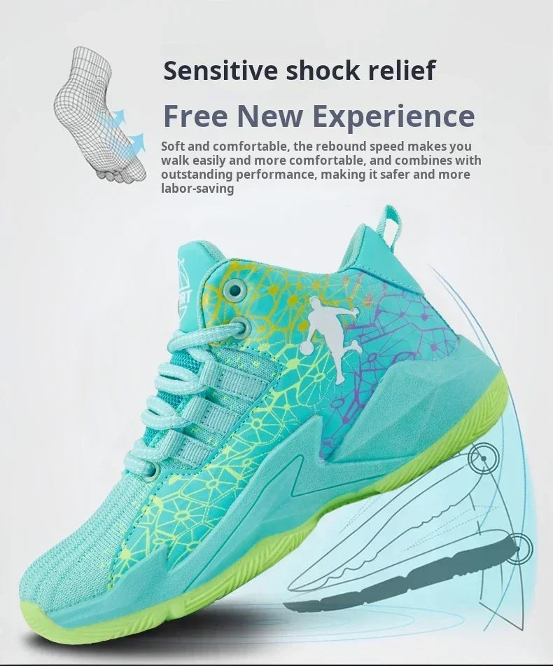 New Children's Sports Shoes Medium and Large Children's Mesh Boys Training Shoes Boys Basketball Footwear 2024 Spring and Summer