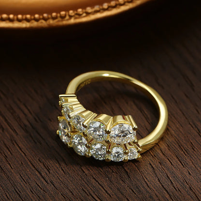D VVS Moissanite Rings for Women Sparkling Diamond Engagement Wedding Band with GRA 925 Sterling Sliver Plated 18k Ring