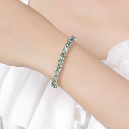 GRA Certified Tangerine Blue Full 3/4/5/6.5MM Moissanite Tennis Bracelet for Women Men S925 Silver 23cm Link Bracelets Gift