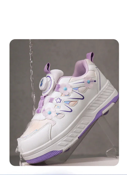 HeelysChildren's small flower decorated four-wheel roller skating sports shoe breathable roller skating girls shoes holidaygifts