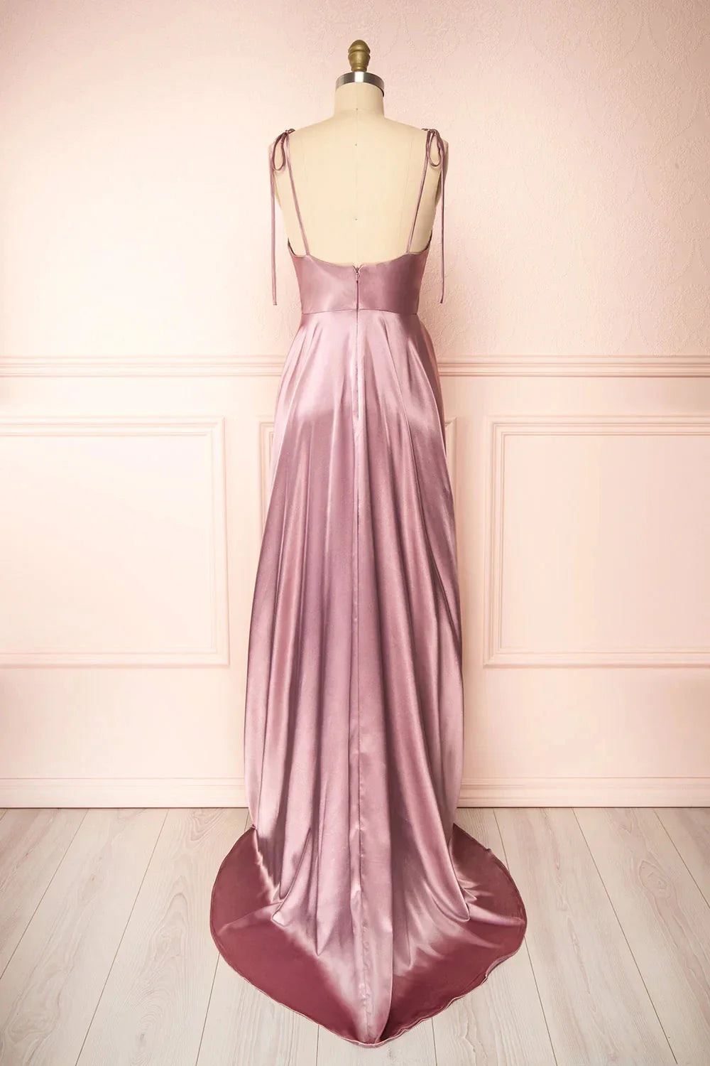 Elegant Bridesmaid Dress Cowl Neck Adjusted Spaghetti Silky-satin Fabric A-line Silhouette Wedding Women Long Gown