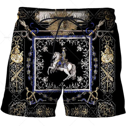 Luxurious Newest Iron Chain 3D Printed Streetwear Men Board Shorts Harajuku Hip Hop Leisure Beach Shorts fitness sports Shorts