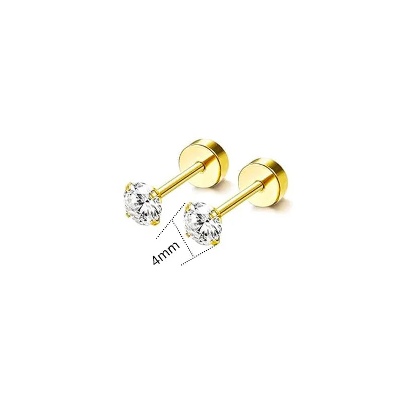 2PCS/Set Stainless Steel Gold Flower Cross Stud Earrings for Women Cute Mini Pearl Earrings Tragus Cartilage Piercing Jewelry