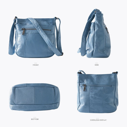 New Genuine Leather Women's Bag Casual One Shoulder Crossbody Bag Multi Pocket Messenger Bag