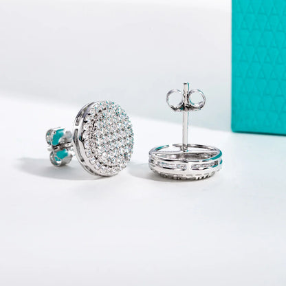 0.9cttw Iced Out Moissanite Stud Earrings 925 Sterling Silver Earring New Age Layered Hip Hop Jewelry for Women&Men