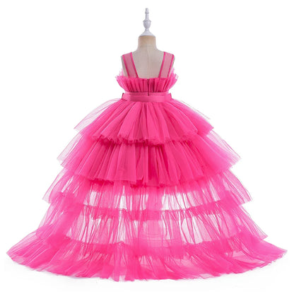 Elegant Tulle Bridesmaids Party Girls Dresses Summer Baptism Birthday Wedding Prom Princess Dress for Girl Christmas Kids Clohes