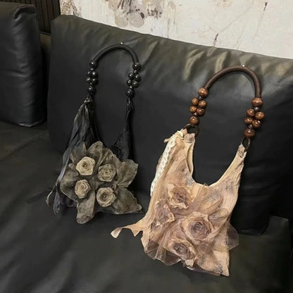 Rose Decor Shoulder Bags Fashion Commuter Tote Bags Classic Pleated Handbags High Quality Women Underarm Bags