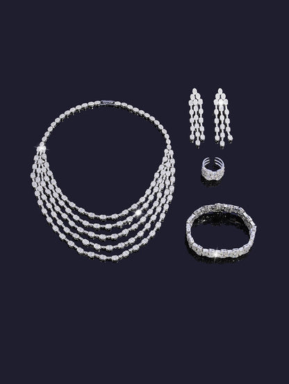 New Elegantly Quality Dress Jewelry Luxury Necklace Earrings Sets Cubic Zirconia Jewelry Sets Women Bridal Wedding