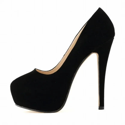 New Cross-dresser Men's Platform Pumps Unisex Queen 14cm Sexy Party Nightclub Court Flock Concealed Round Toe High Heels Shoes