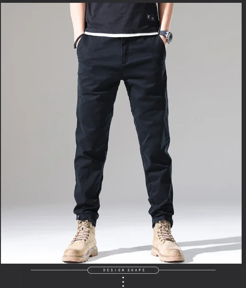 Spring New Men Casual Pants Slim Fit Stretch Arrivals Fashion Button Desinger Men's Streetwear Brand Male Clothing