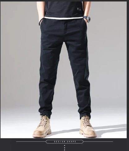 Spring New Men Casual Pants Slim Fit Stretch Arrivals Fashion Button Desinger Men's Streetwear Brand Male Clothing