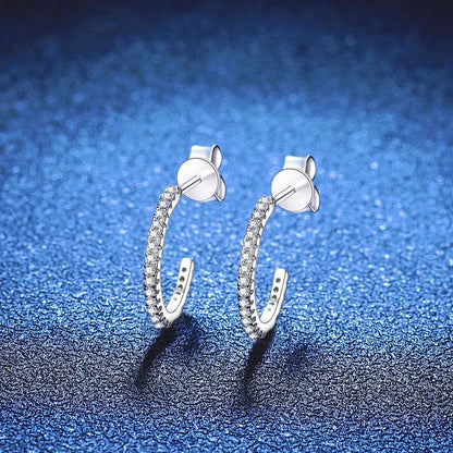 All Moissanite Hoop Earrings for Women 925 Sterling Silver Stud Earring with Gold Plated Party Wedding Fine Jewelry